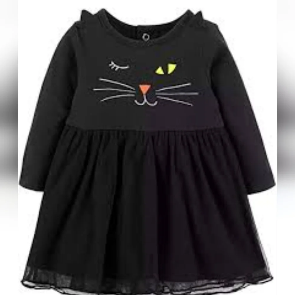 Carter's 12M Black Halloween Cat Dress